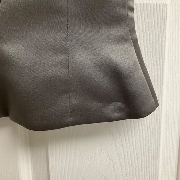 New Image Two-Piece Gray Corset Sweep Train Silk Womens Sz 10 Formal Dress Prom - Picture 12 of 16